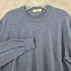 Suitsupply Crewneck Sweater Mens Large Blue 100% Merino Wool Long Sleeve Knit